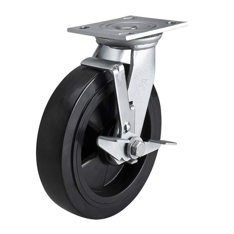 EDL Heavy 8'' 420kg Plate Side Wheel Brake PU Caster 73128C-738-66/C