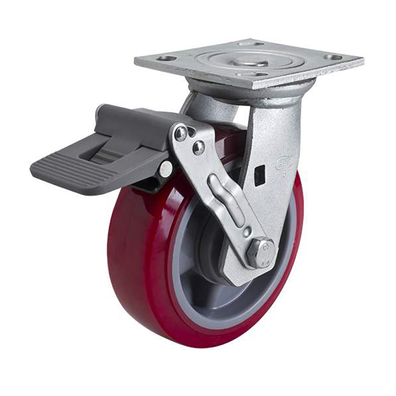 EDL Heavy 6'' 420kg Plate Plastic Wheel Brake TPU Caster 73126F-736-86/F