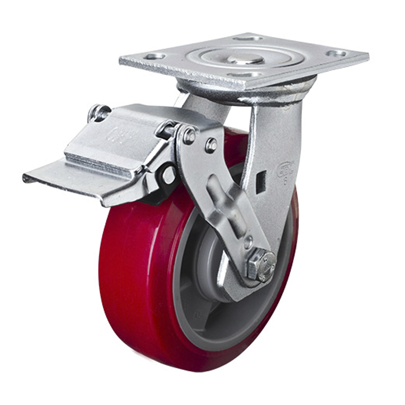 EDL Heavy 6'' 420kg Plate Iron Wheel Brake TPU Caster 73126E-736-86/E