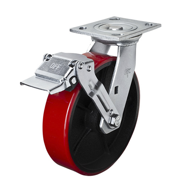 EDL Heavy 8'' 450kg Plate Iron Wheel Brake TPU Caster 73128E-738-86T/E