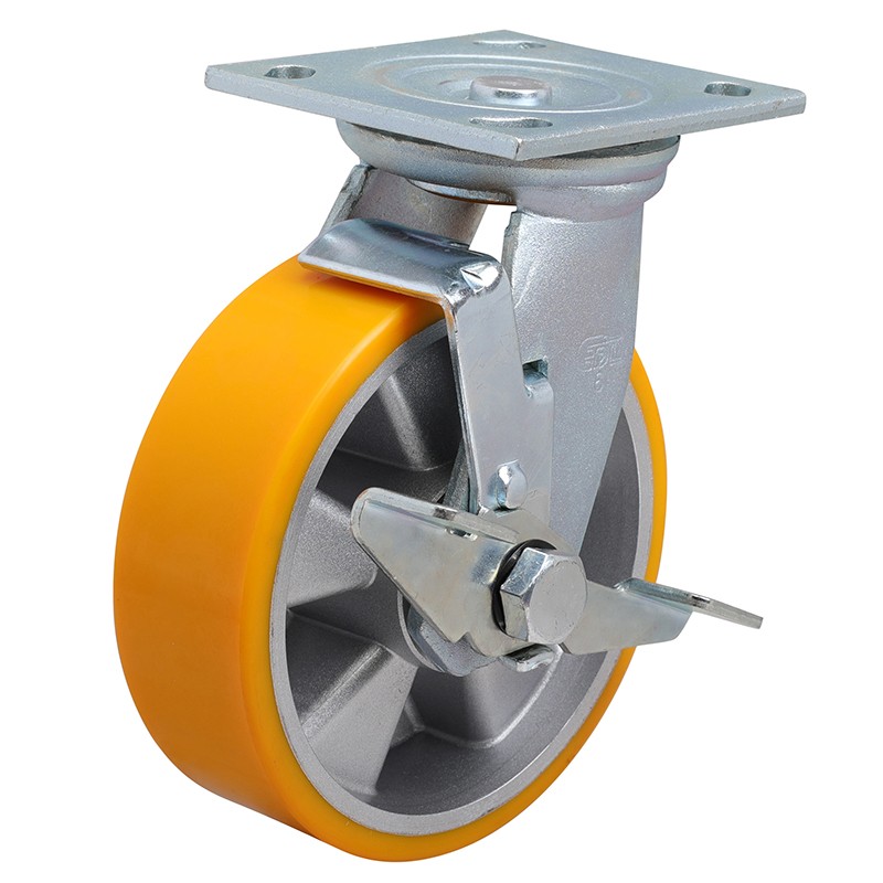 EDL Heavy 6'' 460kg Plate Side Wheel Brake TPU Caster 73126C-736-86A/C