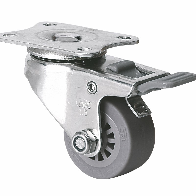 EDL Stainless Steel Mini 1.5'' 45kg Plate Brake TPE Caster S267215H-S2615-53
