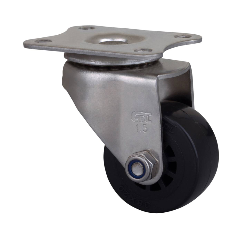 EDL Stainless Steel Mini 1.5'' 35kg Plate Swivel PU Caster S267115-S2615-63