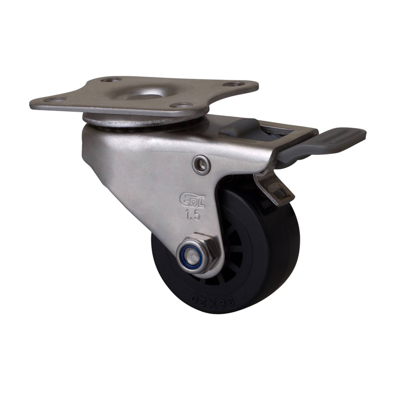 EDL Stainless Steel Mini 1.5'' 35kg Plate Brake PU Caster  S267215H-S2615-63