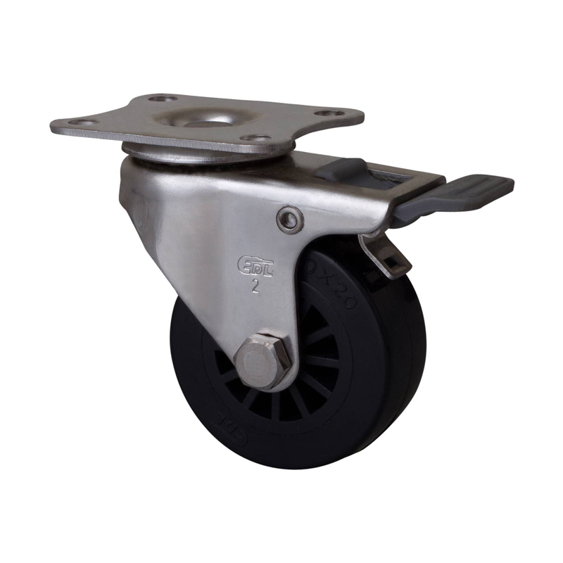 EDL Stainless Steel Mini 2'' 40kg Plate Brake PU Caster S26722H-S262-63