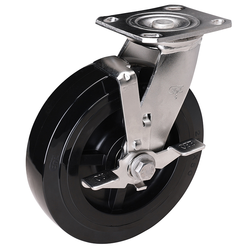EDL Stainless Steel Heavy 8''420kg Plate Side Brake PU Caster S71728C-S718-66/C
