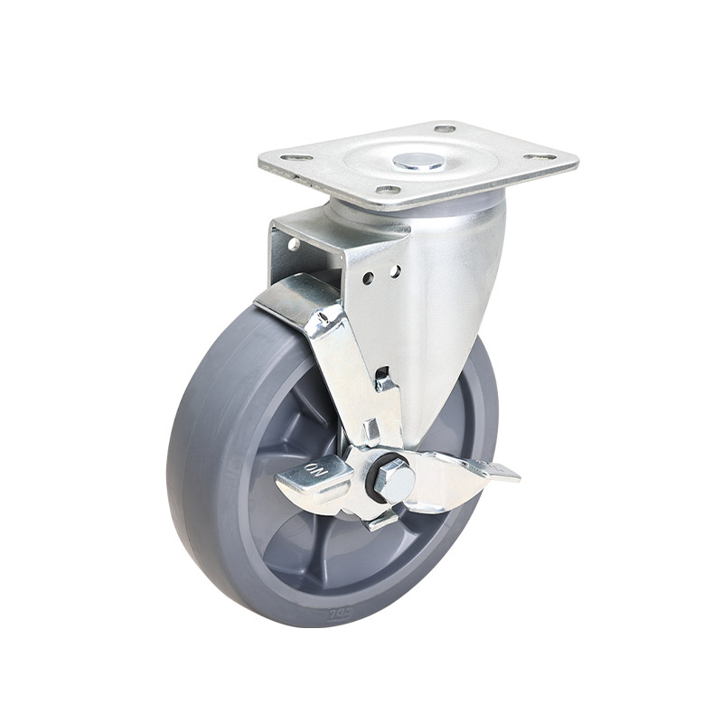 EDL Medium 6" 220kg Plate Side Wheel Brake TPE Caster 66126C-646-56/C