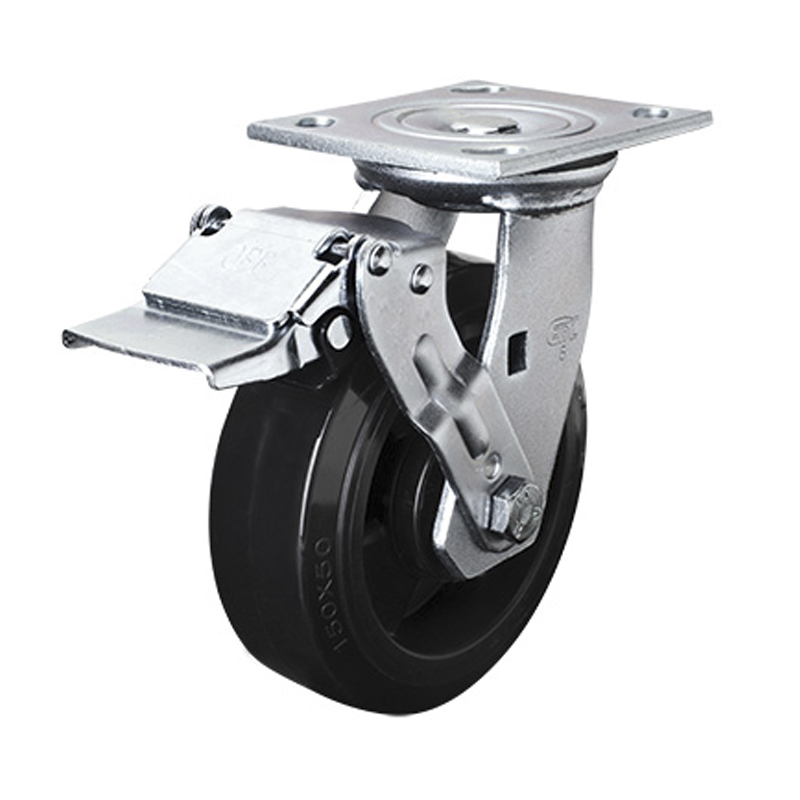 EDL Heavy 6'' 380kg Plate Iron Wheel Brake PU Caster 73126E-736-66/E