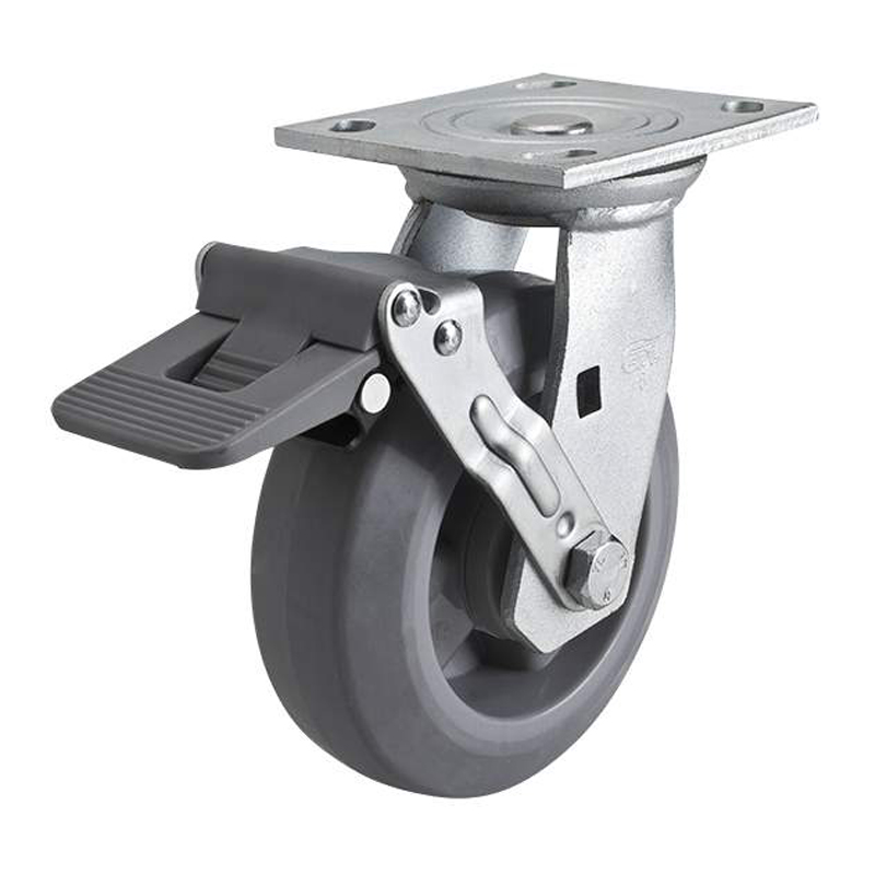 EDL Heavy 6'' 350kg Plate Plastic Wheel Brake TPE Caster 73126F-736-56/F