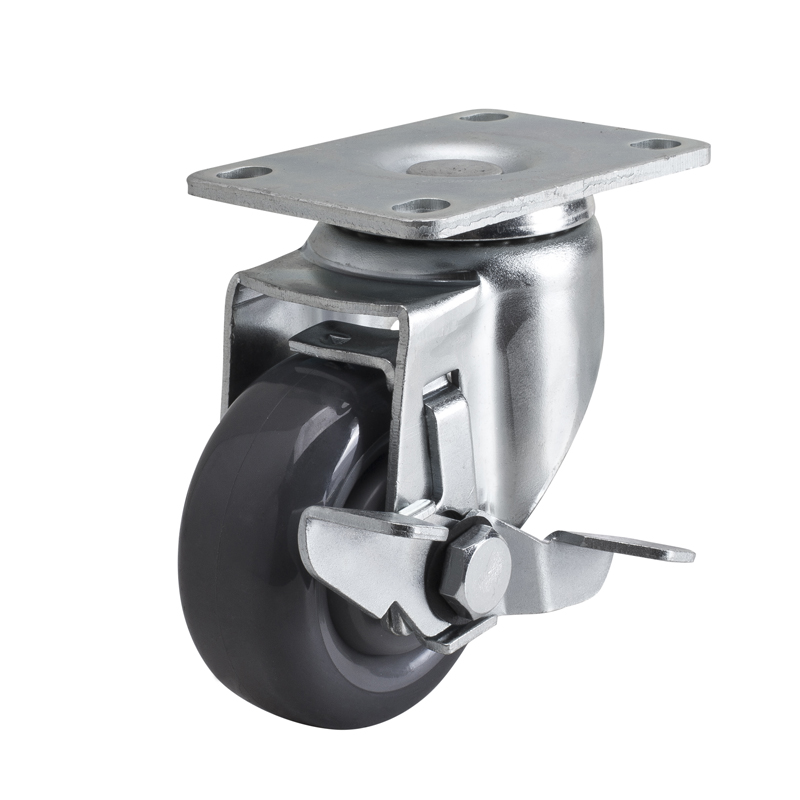 EDL Medium 3" 130kg Plate Side Wheel Brake PU Caster 50123C-503-75/C