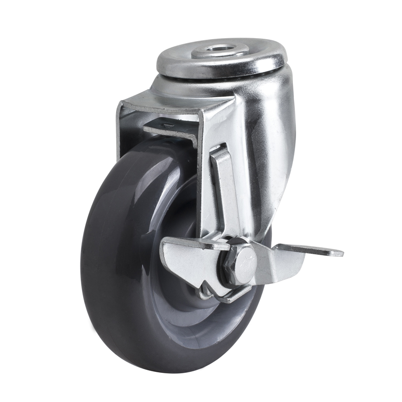 EDL Medium 4''150Kg Bolt Hole Side Wheel Brake PU Caster50184C-504-76/C
