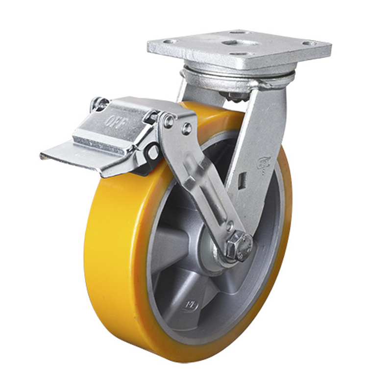 EDL Heavy 8" 800kg Plate Iron Wheel Brake TPU Caster 78128E-778-86A/E