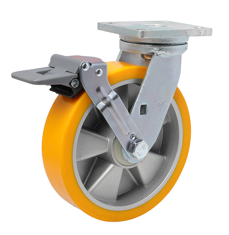 EDL Heavy 8" 800kg Plate Plastic Wheel Brake TPU Caster 78128F-778-86A/F
