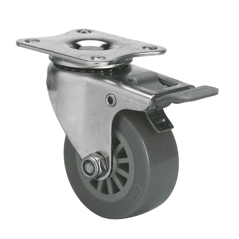EDL Stainless Steel Mini 2'' 40kg Plate Brake PU Caster S26722H-S262-73