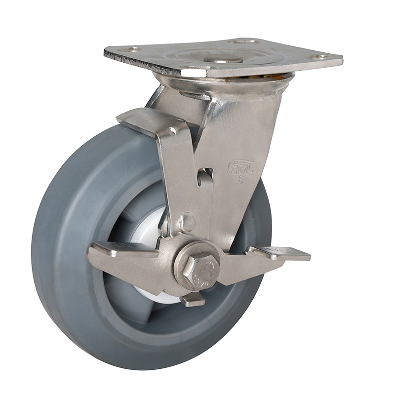 EDL Stainless Steel Heavy 6''350kg Plate Side Brake TPE Caster S71726C-S716-55/C