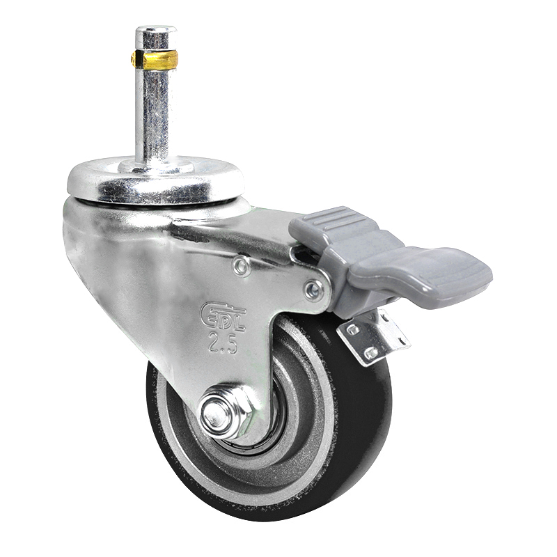 EDL Anti-electrostatic Light  2.5''65kg Stem Brake TPU Caster 361625H-A3625-86A