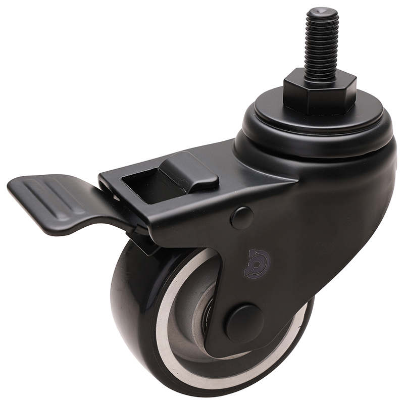 JARABO High-powered Medium 3" 90kg Threaded Dual Brake TPU Caster J50543L-A503-86A