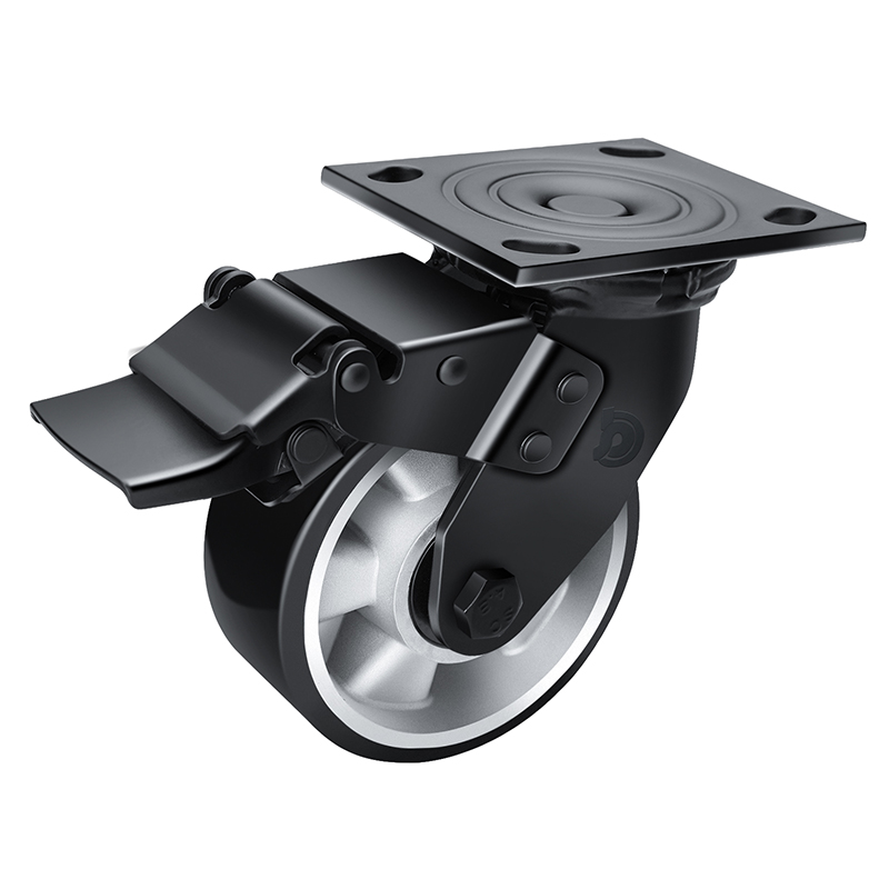 JARABO High-powered heavy 5"420kg Plate Brake TPU Caster J73525L-A735-86A