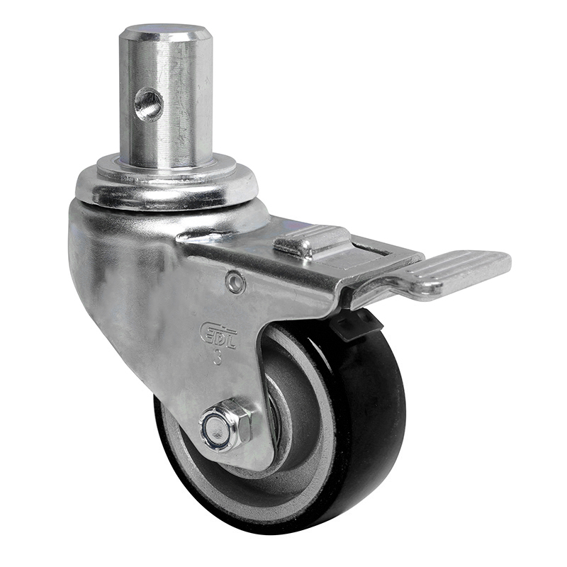 EDL Anti-electrostatic Medium 3" 150kg Stem Al. Dual Brake TPU Caster 50163P-A503-86A