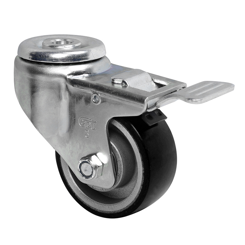 EDL Anti-electrostatic Medium 3" 150kg Bolt Hole Iron Dual Brake TPU Caster 50183L-A503-86A