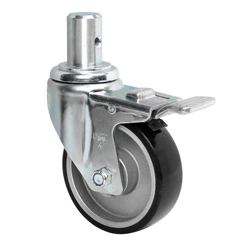 EDL Anti-electrostatic Medium 4" 150kg Stem Al. Dual Brake TPU Caster 50164P-A504-86A