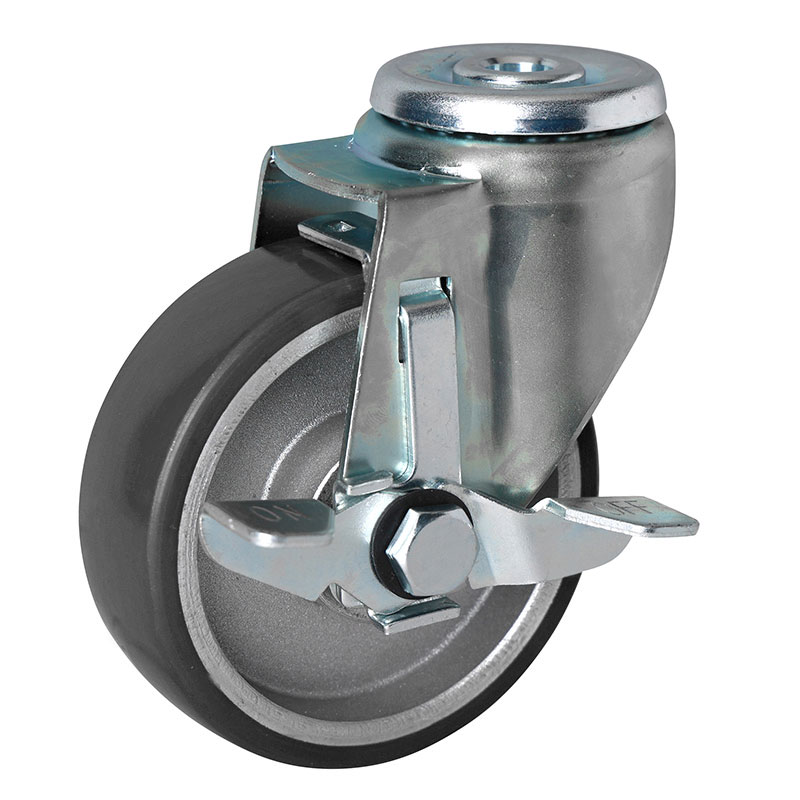 EDL Anti-electrostatic Medium 4" 150kg Bolt Hole Side Wheel Brake TPU Caster 50184C-A504-86A/C
