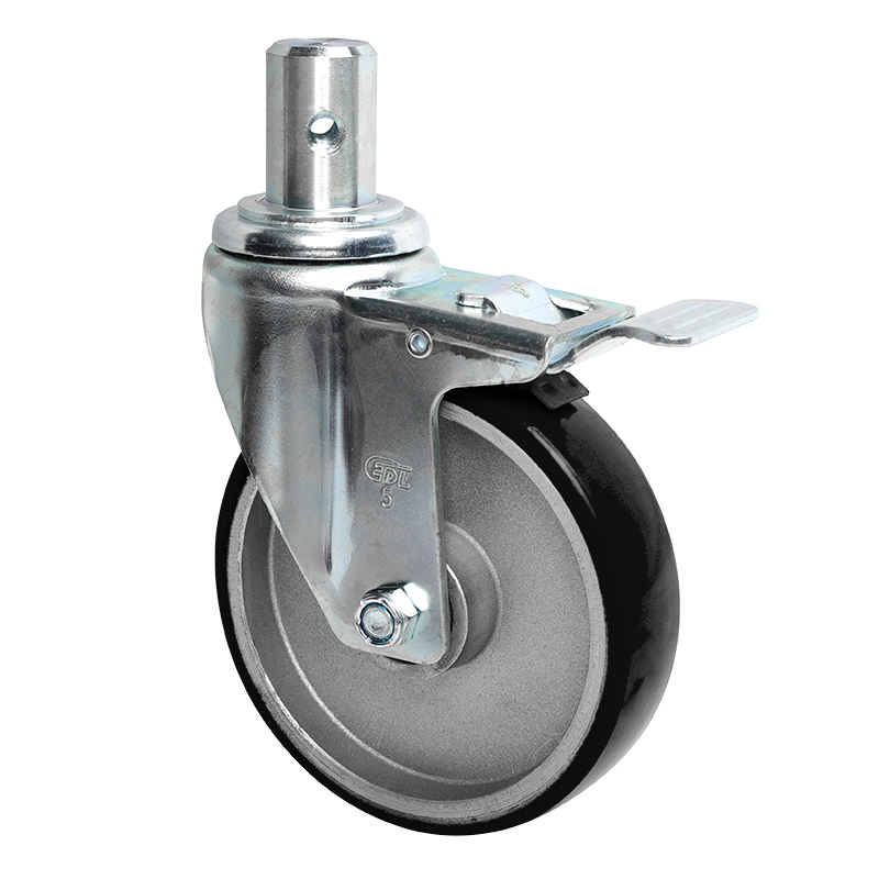 EDL Anti-electrostatic Medium 5" 150kg Stem Iron Dual Brake TPU Caster 50165L-A505-86A