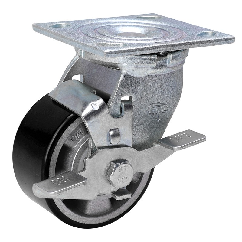 EDL Anti-electrostatic Heavy 4'' 400kg Plate Side Wheel Brake TPU Caster73124C-A734-86A