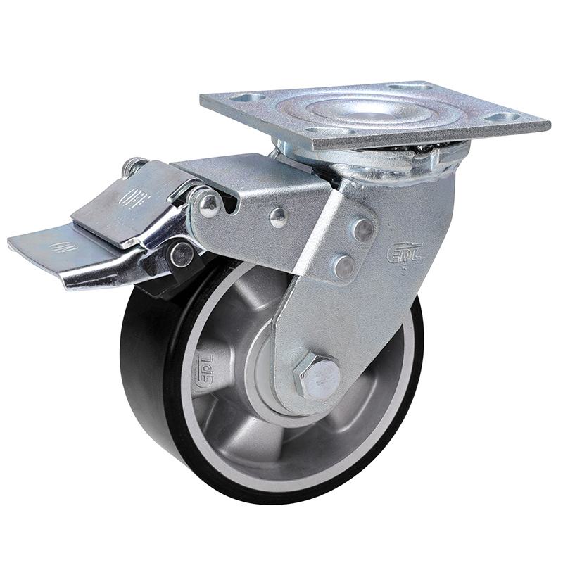 EDL Anti-electrostatic Heavy 5'' 420kg Plate Iron Dual Brake TPU Caster73125L-A735-86A