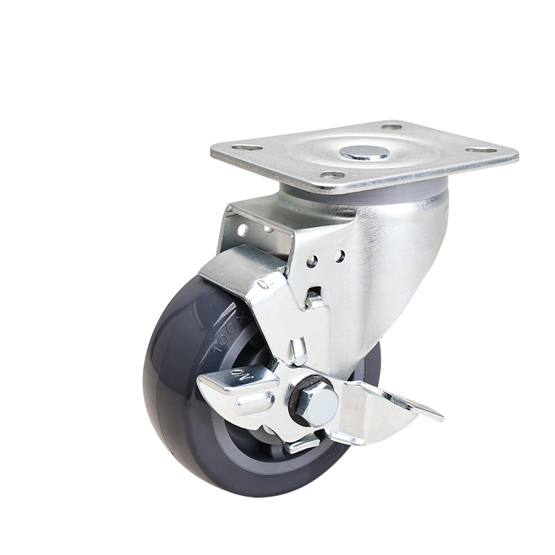 EDL Medium 4" 200kg Plate Side Wheel Brake PU Caster 66124C-644-76/C