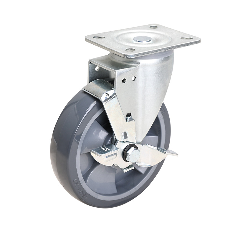 EDL Medium 6" 200kg Plate Side Wheel Brake PU Caster 66126C-646-76/C