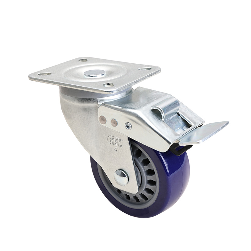 EDL Medium 4" 250kg Plate Iron Dual Brake TPU Caster 66124L-674-86