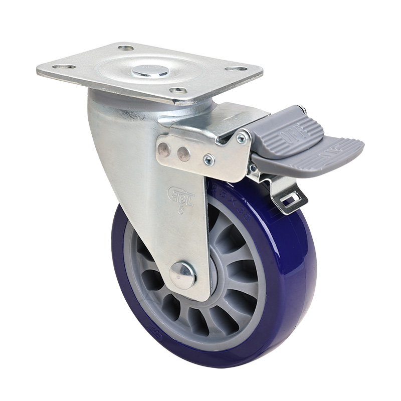 EDL Medium 5" 250kg Plate Brake TPU Caster 66125H-675-86