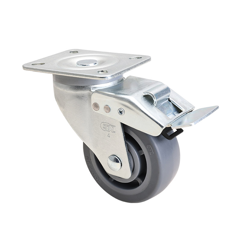 EDL Medium 4" 180kg Plate Iron Dual Brake TPE Caster 66124L-644-56