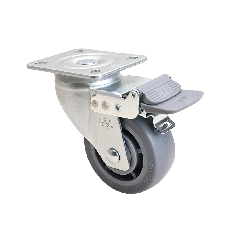 EDL Medium 4" 180kg Plate Brake TPE Caster 66124H-644-56