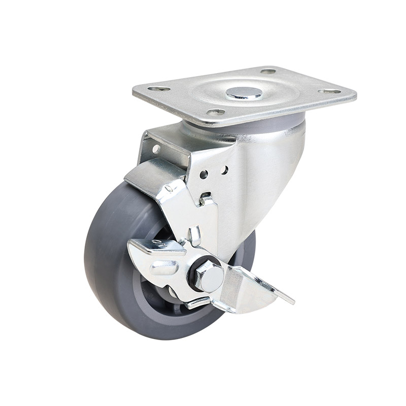 EDL Medium 4" 180kg Plate Side Wheel Brake TPE Caster 66124C-644-56/C