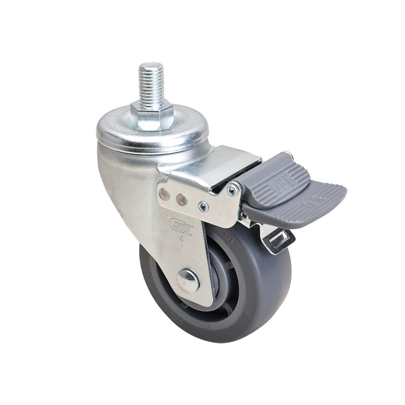 EDL Medium 4" 180kg Threaded Brake TPE Caster 66144H-644-56