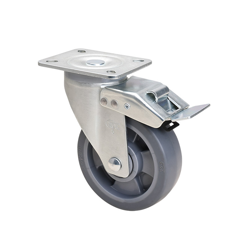 EDL Medium 5" 200kg Plate Iron Dual Brake TPE Caster 66125L-645-56