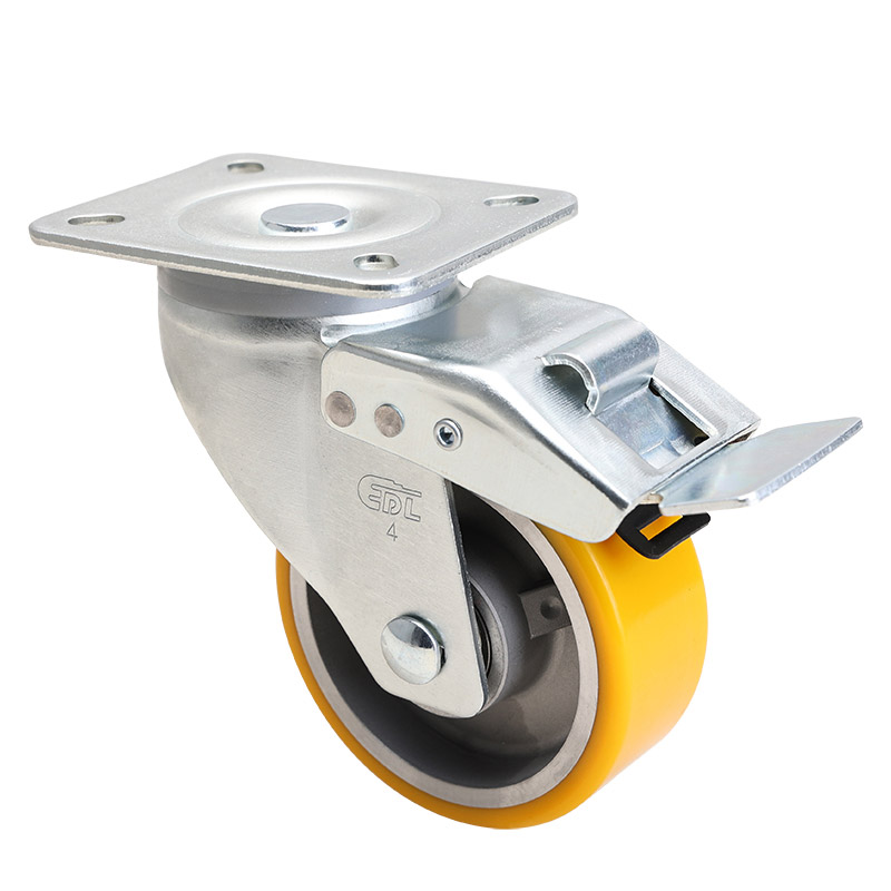 EDL Medium 4" 300kg Plate Iron Dual Brake TPU Caster 66124L-674-86A