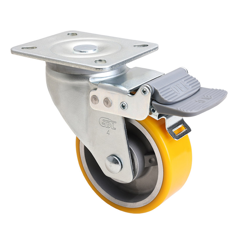 EDL Medium 4" 300kg Plate Brake TPU Caster 66124H-674-86A