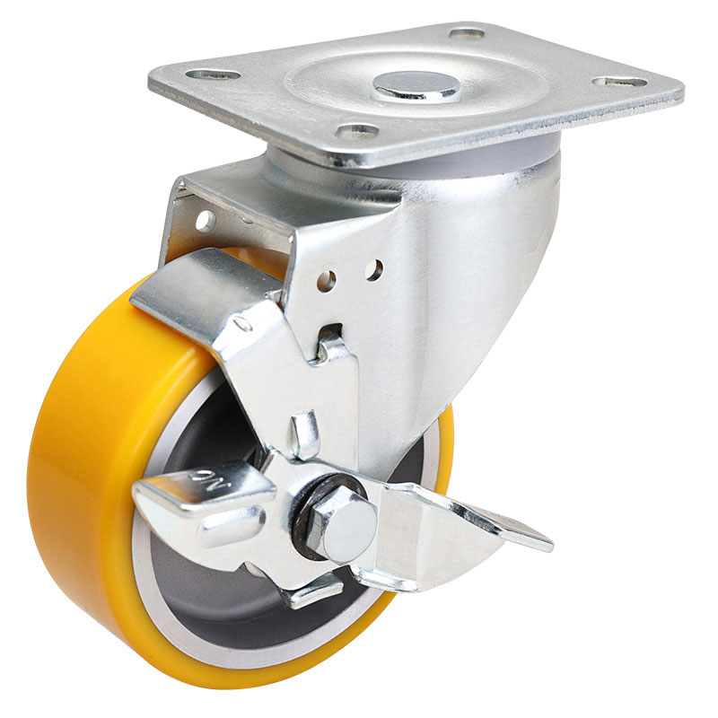 EDL Medium 4" 300kg Plate Side Wheel Brake TPU Caster 66124C-674-86A/C