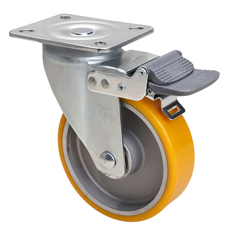 EDL Medium 5" 300kg Plate Brake TPU Caster 66125H-675-86A