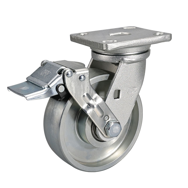 EDL Heavy 6" 950kg Plate Iron Wheel Brake Carbon Steel Caster 78126E-786-96/E