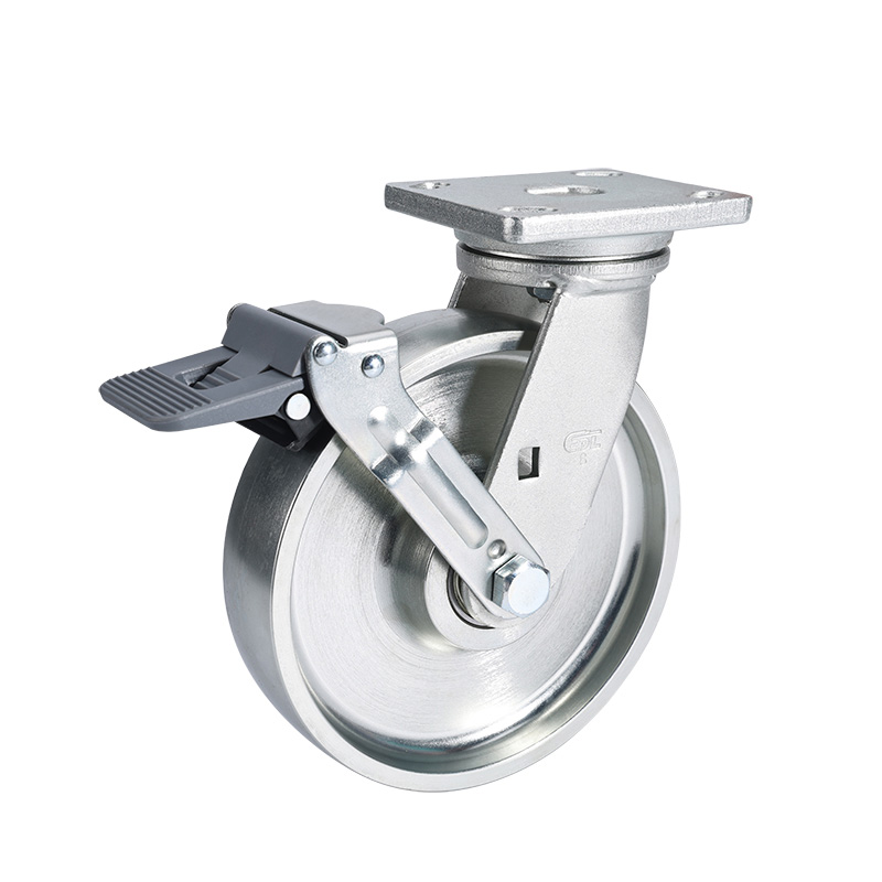 EDL Heavy8"1000kg Plate Plastic Wheel Brake Carbon Steel Caster78128F-788-96/F