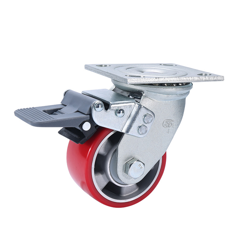 EDL Heavy 4'' 400kg Plate Plastic Dual Brake TPU Caster 73124H-734-86AR