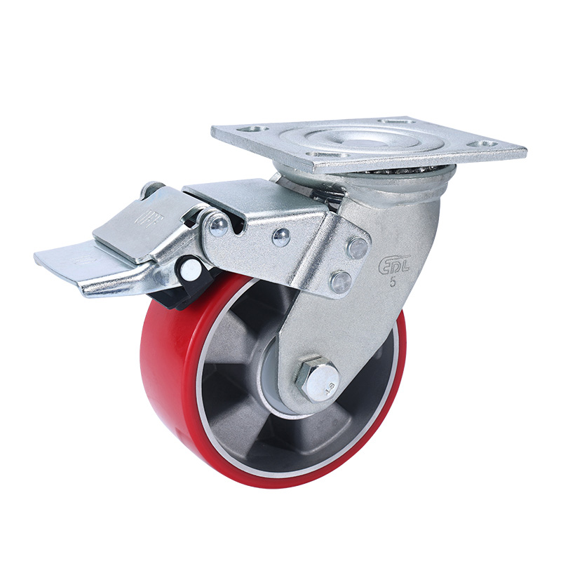 EDL Heavy 5'' 420kg Plate Iron Dual Brake TPU Caster 73125L-735-86AR