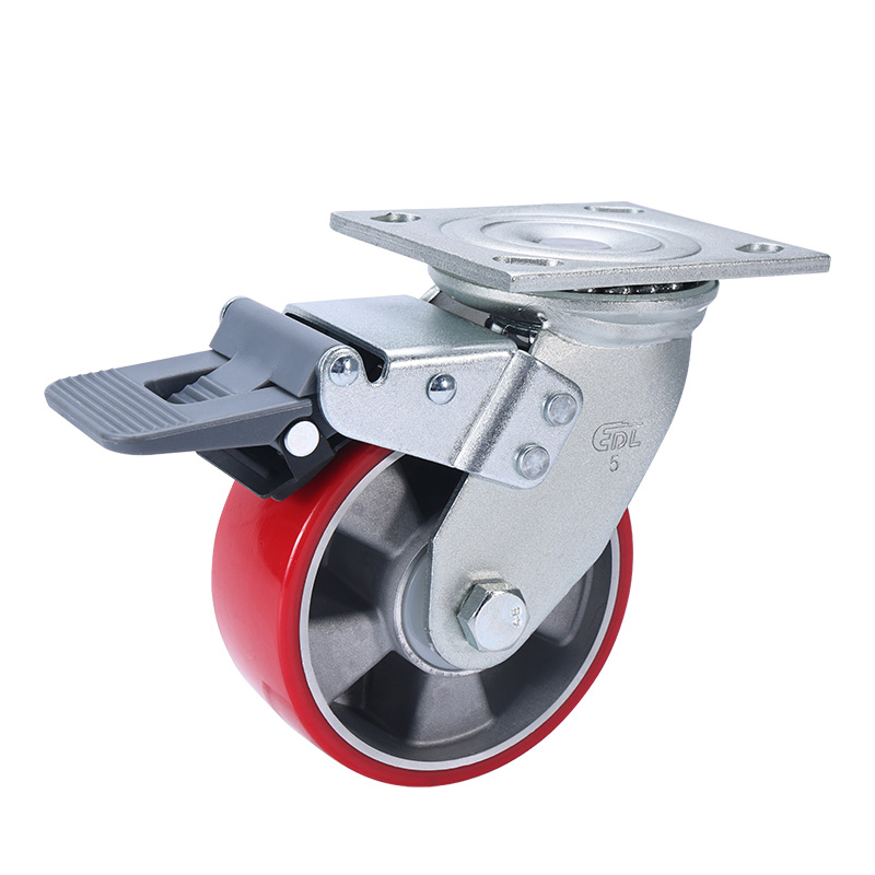 EDL Heavy 5'' 420kg Plate Plastic Dual Brake TPU Caster 73125H-735-86AR