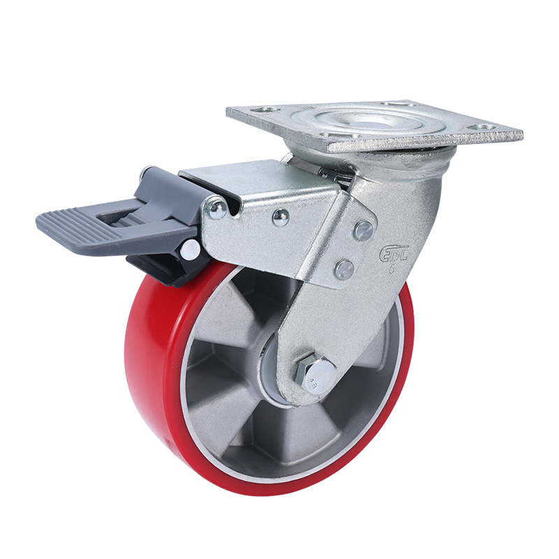 EDL Heavy 6'' 460kg Plate Plastic Dual Brake TPU Caster 73126H-736-86AR