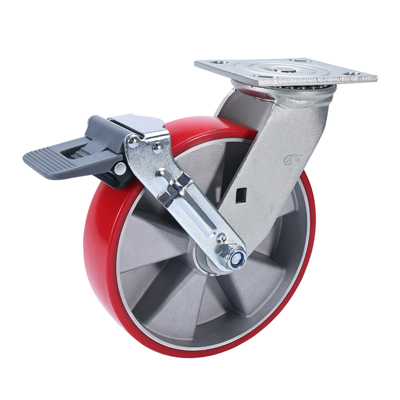 EDL Heavy 8'' 500kg Plate Plastic Wheel Brake TPU Caster 73128F-738-86AR/F