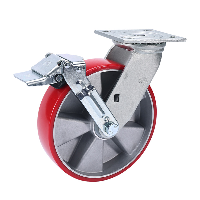 EDL Heavy 8'' 500kg Plate Iron Wheel Brake TPU Caster 73128E-738-86AR/E